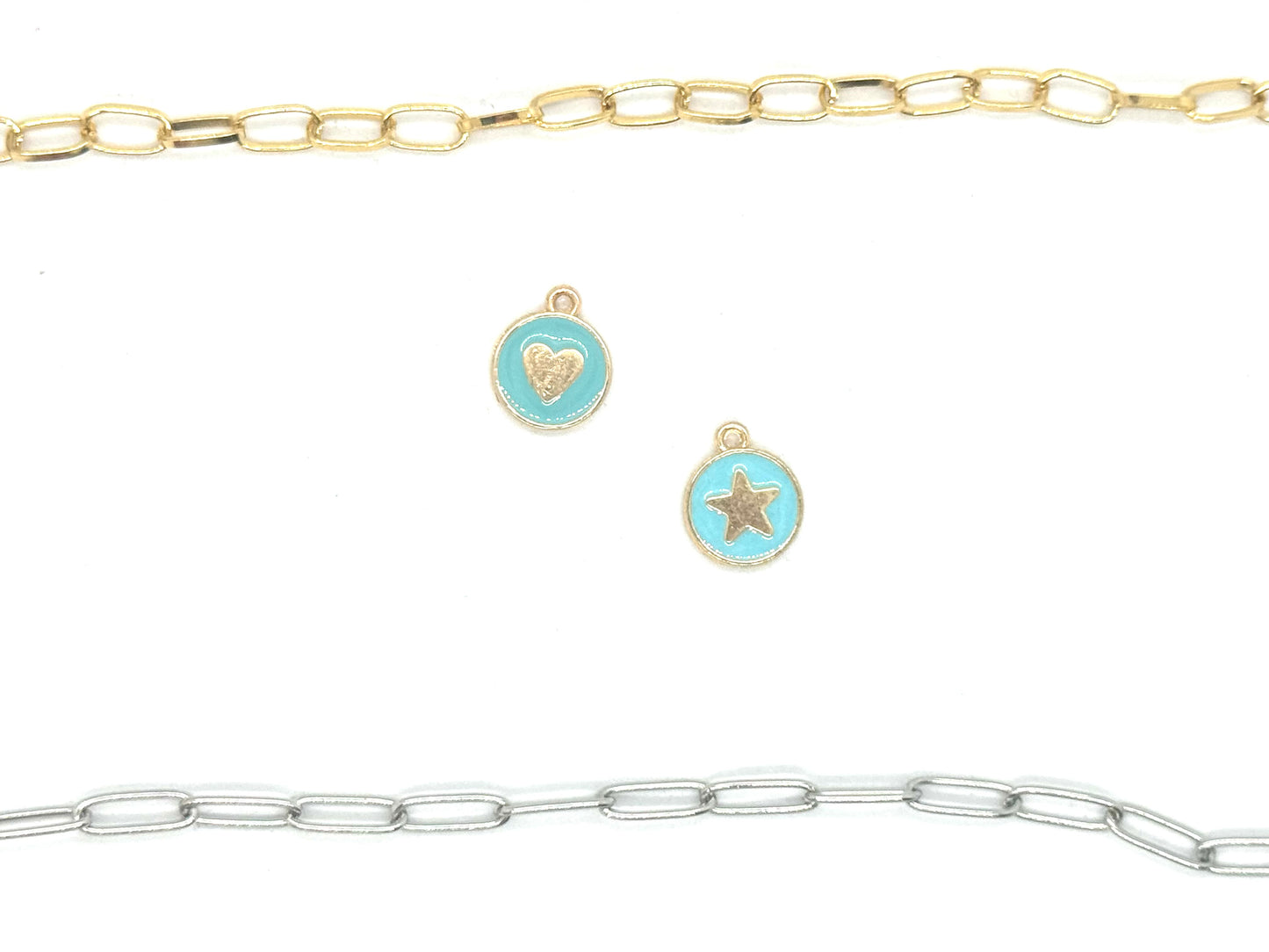 Enamel Circle Stars, Hearts and Lightning