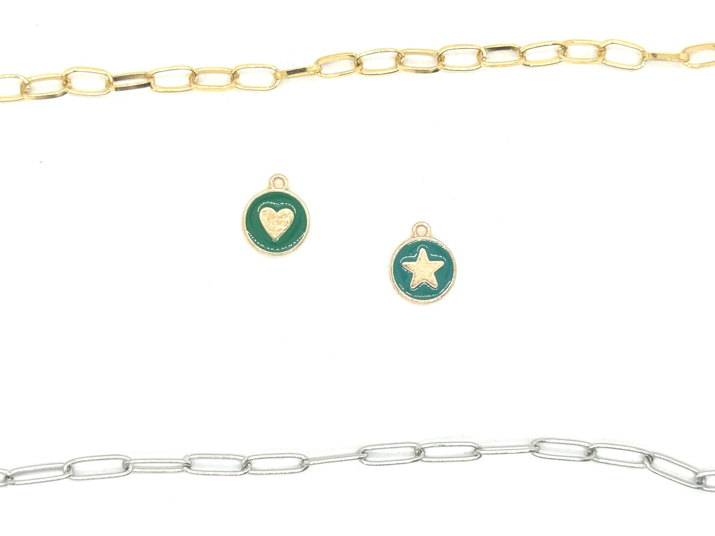 Enamel Circle Stars, Hearts and Lightning