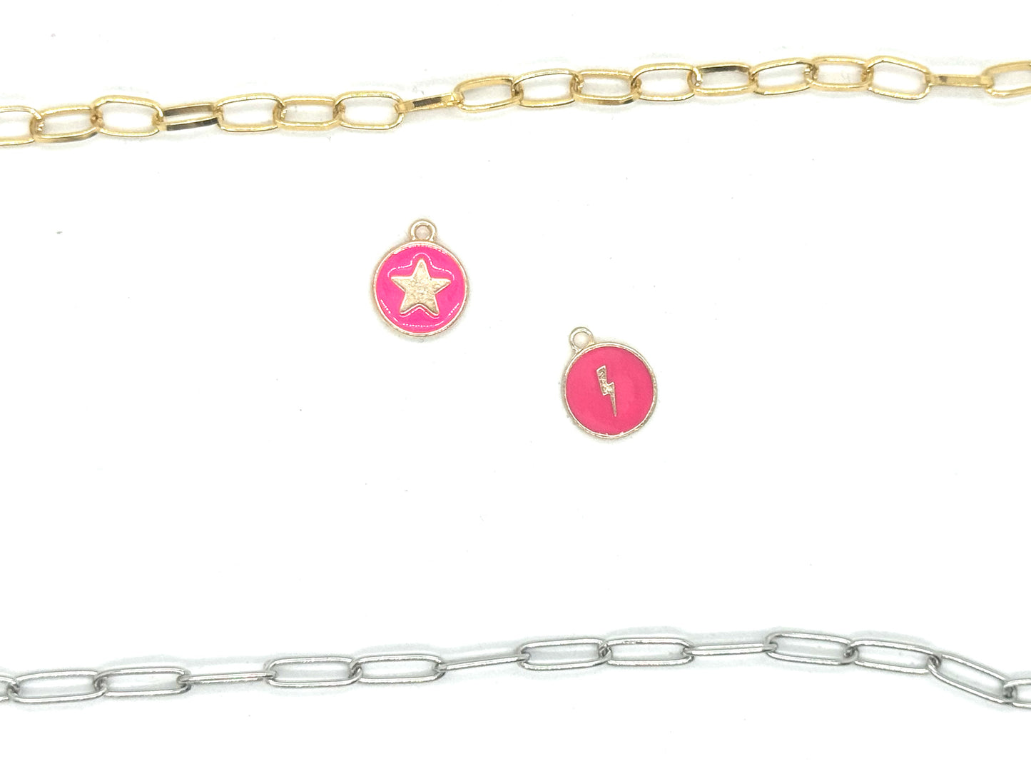 Enamel Circle Stars, Hearts and Lightning