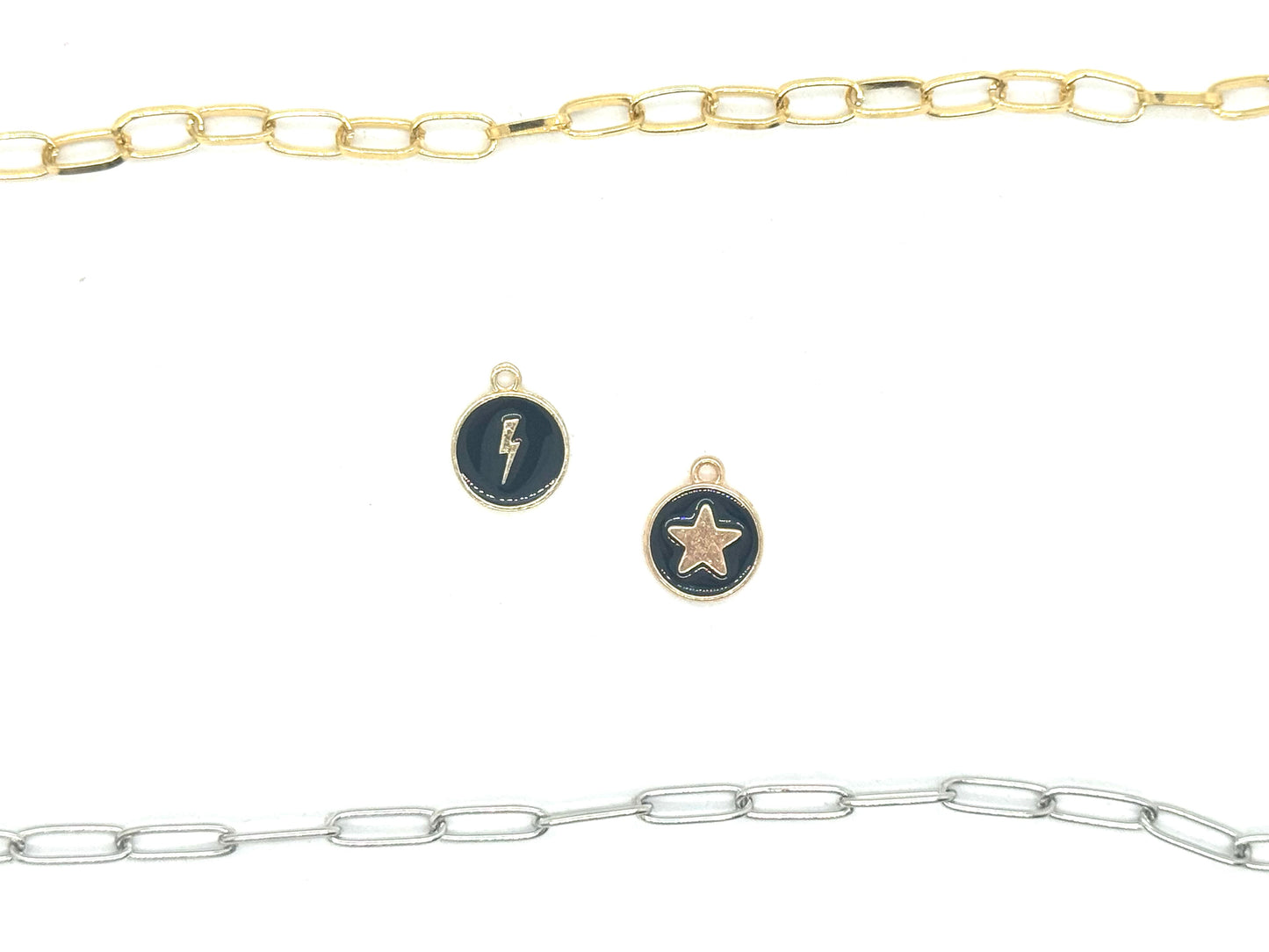 Enamel Circle Stars, Hearts and Lightning